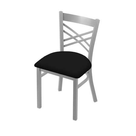 620 Catalina 18 Chair With Anodized Nickel Finish And Black Vinyl Seat